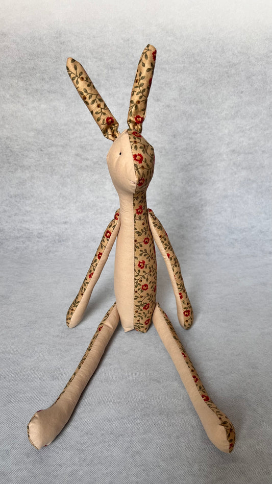 Jack Rabbit Design - Sand Beige and Floral Red and Sand Beige