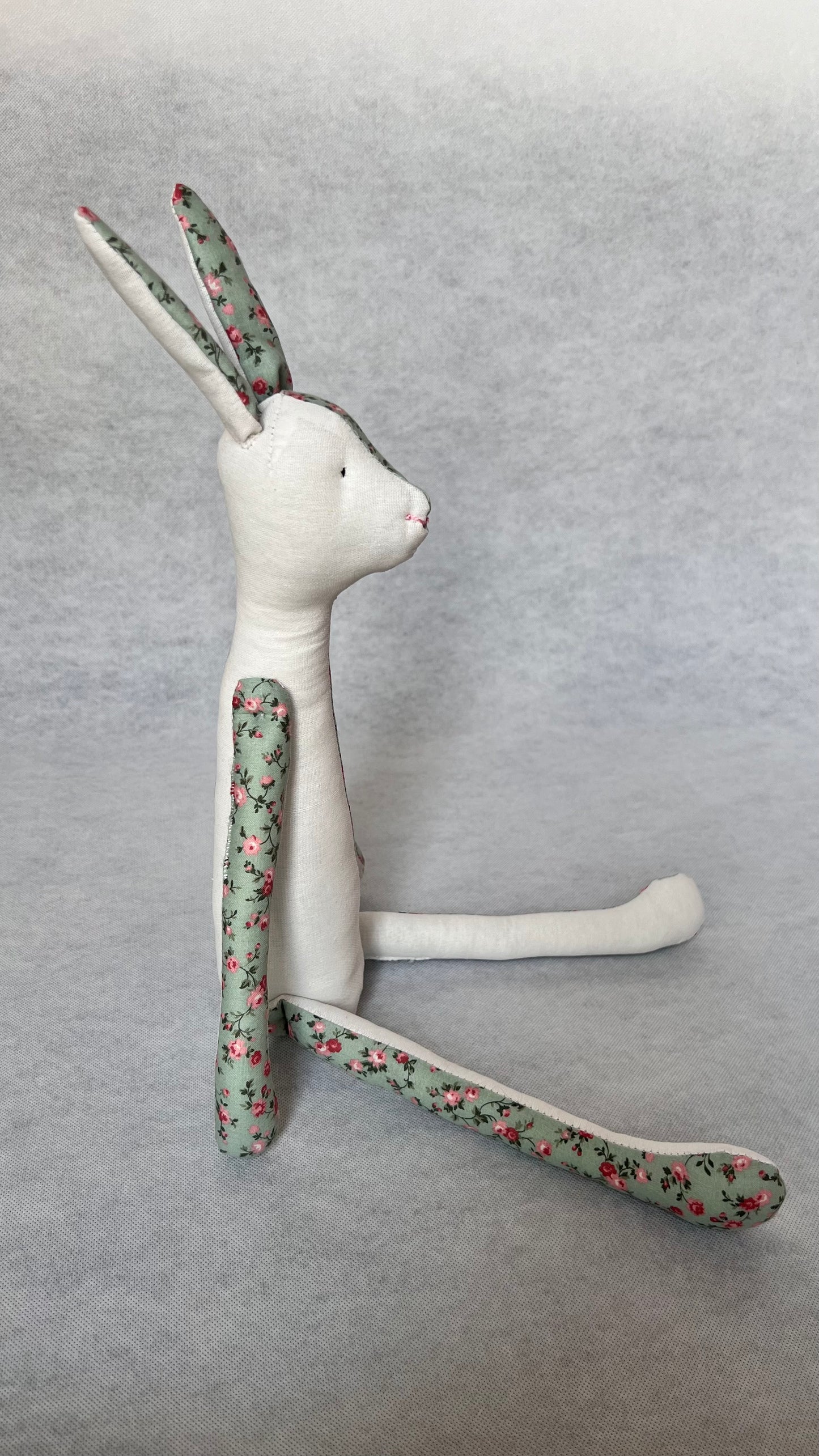 Jack Rabbit Design - White and Floral Pink and Blue