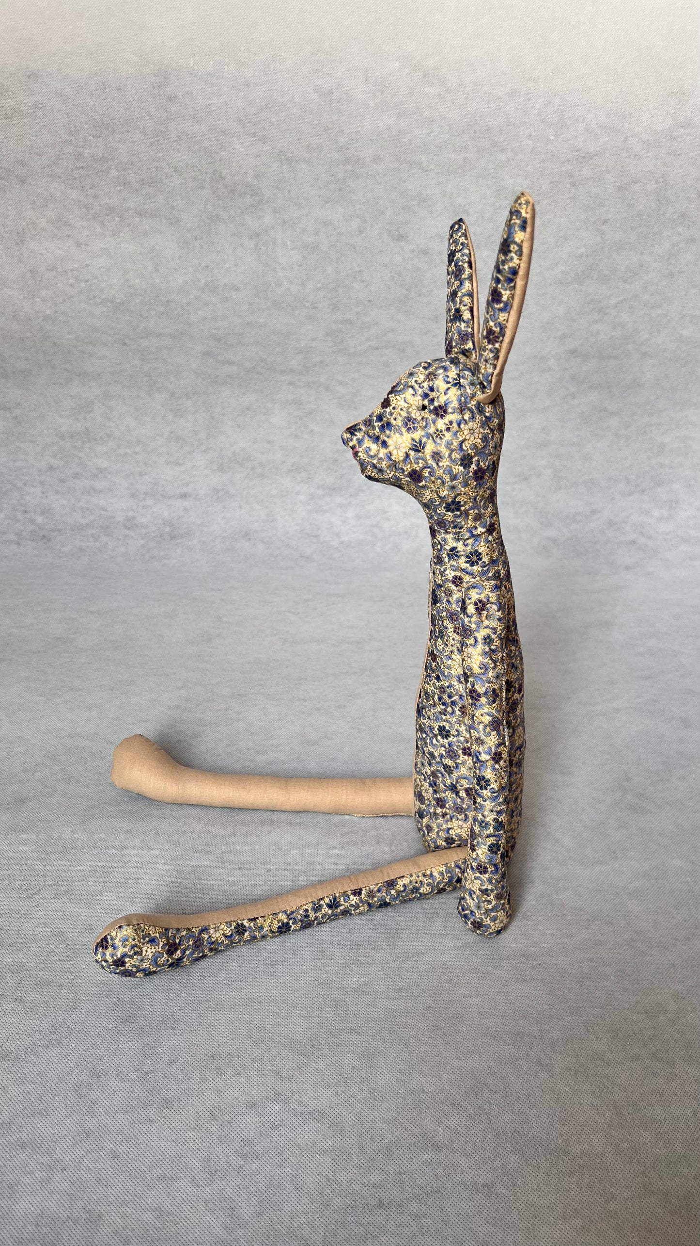 Jack Rabbit Design - Sand Beige and Floral Blue and Gold