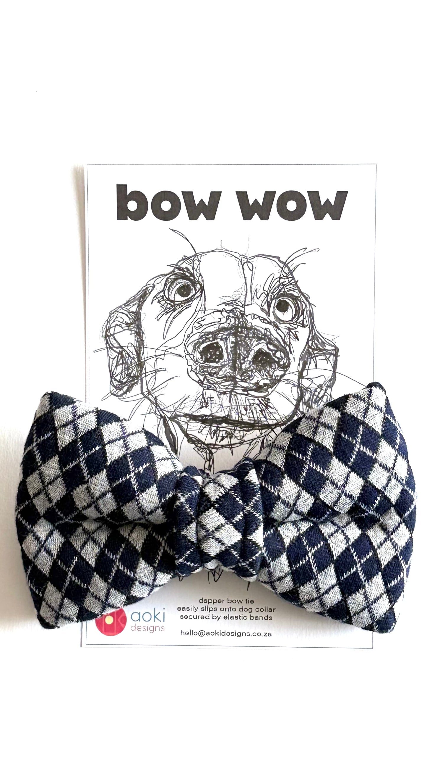 Bow Tie - Blanket Diamond Geometric Navy Blue and Grey Design