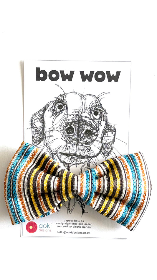 Bow Tie - Striped Yellow and Blue Design